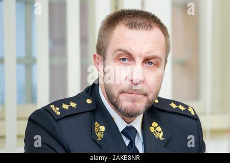 Pilsen, Tschechische Republik. 08 Jan, 2020. Tschechische Prison Service General Director Petr Dohnal, dargestellt, will Büro der Obersten Staatsanwaltschaft und der Justizminister über die Schritte der Prager Zustand hoch Staatsanwaltschaft im Fall des inhaftierten ehemaligen Politiker David Rath, Dohnal Reportern am Januar 8, 2020 in Pilsen, Tschechische Republik. Credit: Miroslav Chaloupka/CTK Photo/Alamy leben Nachrichten Stockfoto