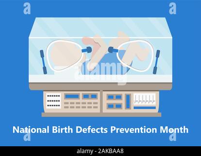 Nationale Geburtsschäden Prävention Monat ist celebratedin Januar in den USA. Neurologie Konzept Vektor. Reanimationsgerät für Krankenpflege vorzeitigen Neugeborene Stock Vektor