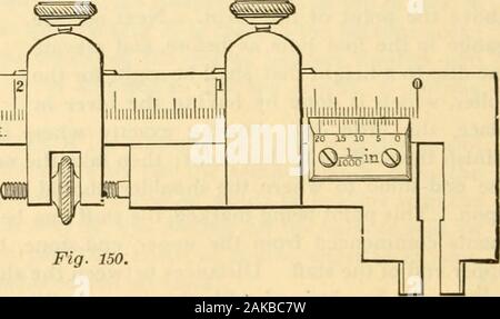 Die amerikanische Uhrmacher und Juwelier; eine Enzyklopädie für die horologist, Juwelier-, Gold- und Silberschmied. . Geschlossenen, messen Sie zweihundert und fiftythousandths Zoll im Durchmesser. 10 11 12; lO O O O OO o o o o o o E^ 13 O ul 14 15 16 17 18 19 20 21 22 23 24 25 r-olO OOOOOOOOOOOOii -^2 & 27 28 29 30 31 32 33 34 35 36 37 38 39 40 41: &gt; I^O O F O O O O^O O O o o o o o Op^|;;;;;;;; 42 43 44 45 46 47 48 49 50 51 52 53 54 55 56 57 58 59 60 ?i0 0000000 oooooo&lt;" 999 0^I J Abb. 149. Diese Instrumente können mit Millimeter (im Ort ofsixty ¾ Zoll) werden, und erhalten eine Vernie Stockfoto