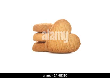 Stapel der herzförmige Plätzchen auf weißem Hintergrund Stockfoto