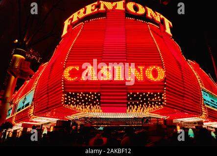 Fremont Casino bei Nacht, Las Vegas, Nevada, USA Stockfoto