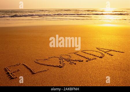 Florida am Strand Sand bei Sonnenuntergang, Florida, USA Stockfoto