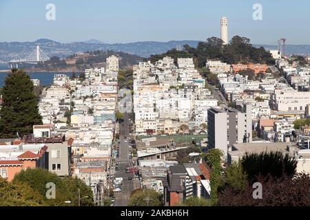 North Beach Gegend von Russian Hill, San Francisco, Kalifornien, USA gesehen. Stockfoto