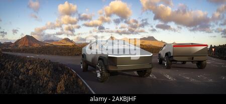 Tesla Cybertruck elektrische Pick-up. Stettin, Poland-December 2019. Stockfoto