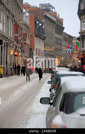 Rue Saint-Paul Est Saint Paul Street East in einem Wintertag.Old Montreal, Montreal, Quebec, Kanada Stockfoto