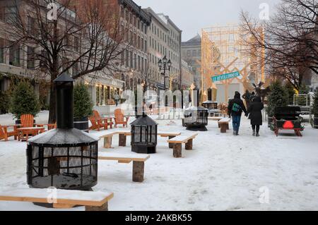 Place Jacques-Cartier mit Urlaub Dekoration in der Altstadt von Montreal. Montreal Quebec Kanada Stockfoto