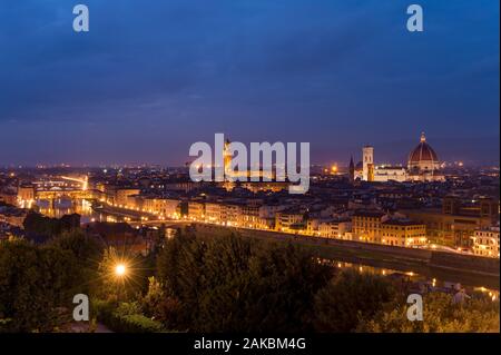 Florenz, Panorama Blick auf die Stadt von der Piazzale Michelangelo. Stockfoto