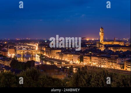 Florenz, Panorama Blick auf die Stadt von der Piazzale Michelangelo. Stockfoto