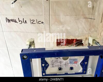 Renovierungsarbeiten in einem Einfamilienhaus, Lyon, Frankreich Stockfoto