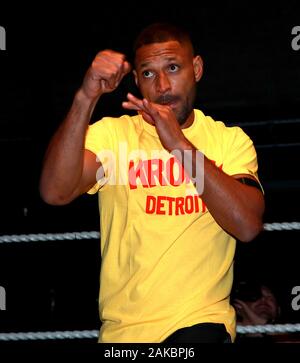 Kell Brook bei 12 x 3 Gym, London. Stockfoto