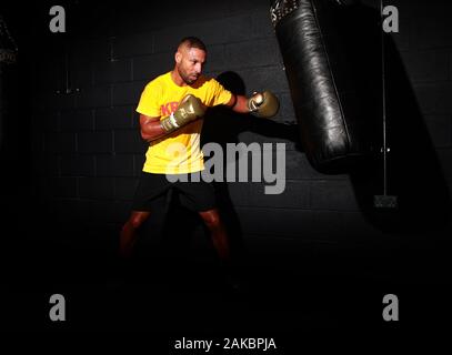 Kell Brook bei 12 x 3 Gym, London. Stockfoto
