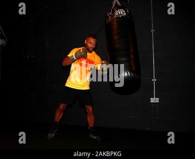Kell Brook bei 12 x 3 Gym, London. Stockfoto