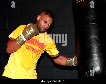 Kell Brook bei 12 x 3 Gym, London. Stockfoto