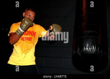 Kell Brook bei 12 x 3 Gym, London. Stockfoto