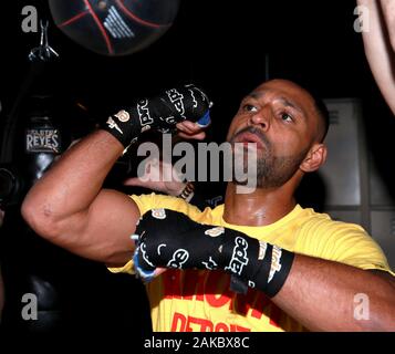 Kell Brook bei 12 x 3 Gym, London. Stockfoto