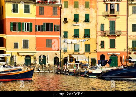 Italien, Ligurien, Riviera Ligure, Naturpark Portofino, Dorf von Portofino Stockfoto