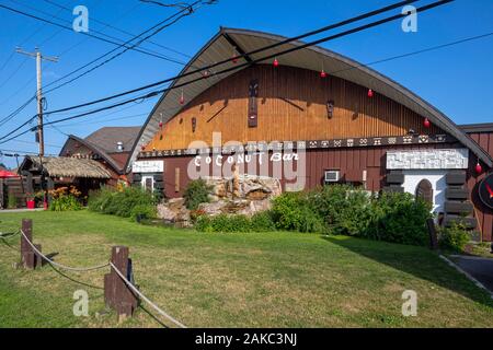 Kanada, Provinz Quebec, Mauricie region, Trois-Rivières, Hotel Motel Coconut mit Kitsch, Vintage Look und vor allem letzten Überrest des Tiki Mode erinnern an die polynesischen Strände Stockfoto