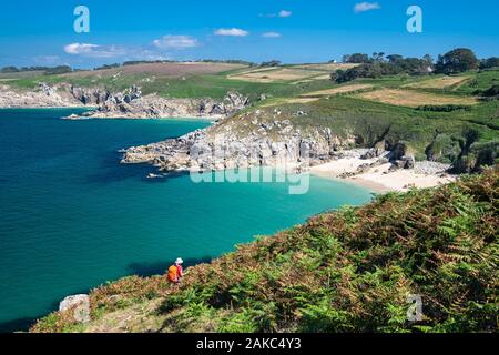 Frankreich, Finistere, Beuzec-Cap-Sizun, GR34 Wanderweg oder Zoll Trail zwischen Pointe de Luguénez und Pointe de Beuzec (oder Pointe de Kastel Koz) Stockfoto