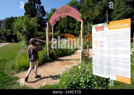 Frankreich, Haut Rhin, Husseren Wesserling, Wesserling Park, Sommer des Jardins Metisses 2019, Les Jardins de Mowgli Stockfoto