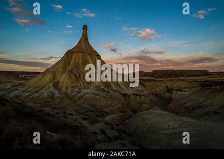 Spanien, Navarra, Arguedas, Wüste Bardenas Reales, Biosphärenreservat Naturpark der UNESCO, Castil de Tierra, die ikonische Fairy Chimney Stockfoto