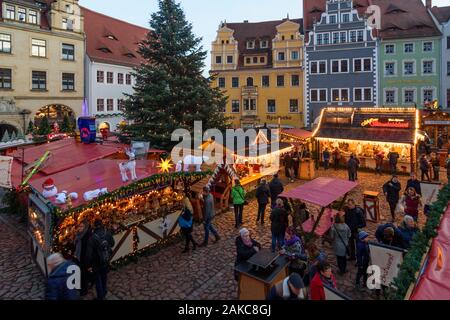 Meißen: square Markt, Weihnachtsmarkt, Sachsen, Sachsen, Deutschland Stockfoto