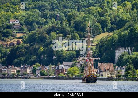 Frankreich, Seine Maritime, La Bouille, Armada von Rouen 2019, die Russische fregate Shtandart, der Seine Stockfoto