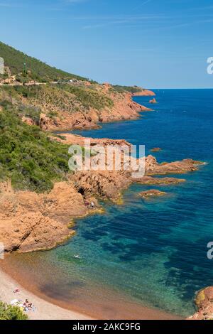 Frankreich, Var, Corniche de l'Esterel oder Corniche d'Or, Saint Raphael, Antheor, Calanque du Petit Caneiret Stockfoto