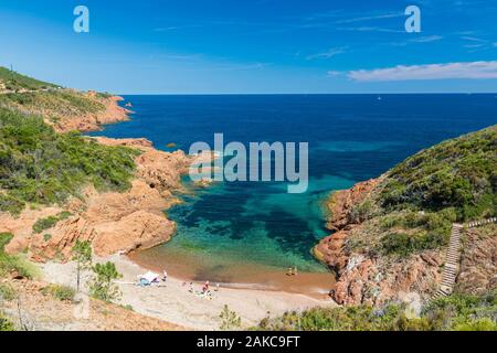 Frankreich, Var, Corniche de l'Esterel oder Corniche d'Or, Saint Raphael, Antheor, Calanque du Petit Caneiret Stockfoto