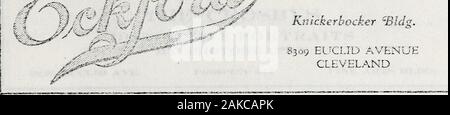 Das Blaue Buch von Cleveland und Umgebung: Ein soziales Verzeichnis und Damen besuchen und Shopping Guide, einschließlich der prominenten Familien in alle wichtigen Städte des nördlichen Ohio. m i 1 immmmmmmmmmmmmmmmmMm ^M% George M. Edmondson Fotograf in der Portraitmalerei 2362 Euclid Avenue Hochzeiten und Familie Gruppen Reproduktionen aus Baguereotypes und alten Fotografien. Fotos von Kindern bei S7.0Q, 10,00 $ und 15,00 $ pro Dutzend. Telefon für die Ernennung, Profis. 218 Hinweis: - Wir haben kein Telefon Anwälte beschäftigen, noch Agenten. IHE CLEVELAND BLUE BOOK 549 = - y cgiCxinu ========== QPECIALIZJNG in Reproduktionen von Ptt Stockfoto
