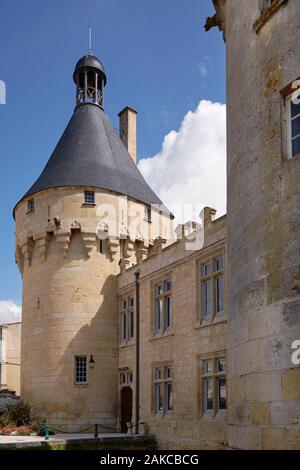 Frankreich, Charente Maritime, Jonzac, das Schloss Torhaus aus dem 15. Jahrhundert Stockfoto