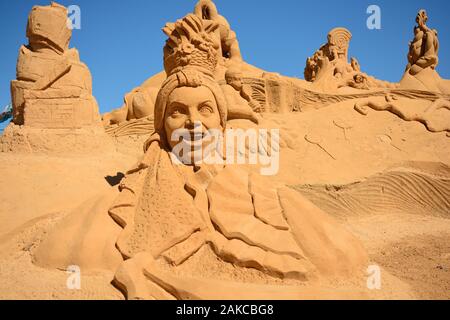 Pera. Algarve Portugal. 17. Juni 2016. eine sandskulptur ist auf Anzeige an das internationale Sandskulpturenfestival in Pera in Portugal. Stockfoto