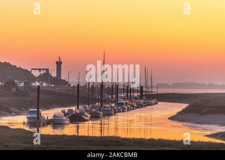 Frankreich, Somme (80), die Bucht der Somme, Le Cayeux-sur-Mer, Dawn auf dem Port Stockfoto