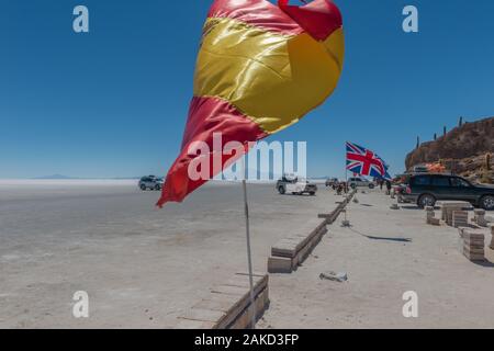 Isla Incahuasi in tne Salzsee Salar de Uyuni, Potosi, im Südwesten von Bolivien, Lateinamerika Stockfoto