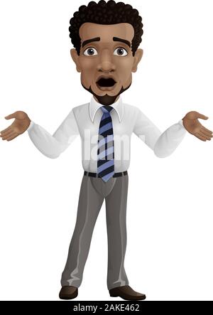 Cartoon schockiert Geschäftsmann auf weißem Hintergrund Stock Vektor