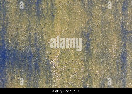 Rusty gelb metallic Rahmen Textur Hintergrund. Nahaufnahme Stockfoto