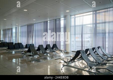 Internationaler Flughafen München, Deutschland, Terminal Gate und Wohnbereich Stockfoto