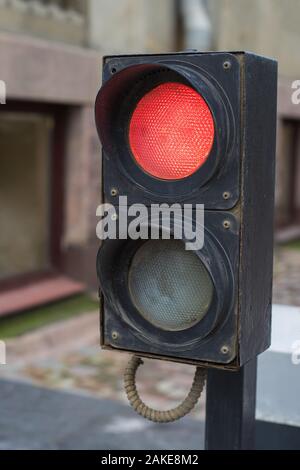 Retro gefiltert Foto von Ampeln, rote Farbe. Stockfoto