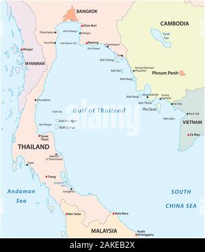 Übersichtskarte der Golf von Thailand Stock Vektor
