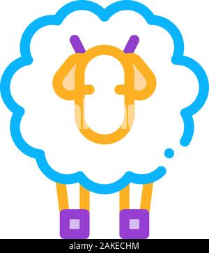 Wollige Schafe Lamm Tier Symbol Überblick Abbildung Stock Vektor