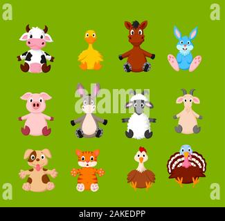 Cartoon-Set mit niedlichen Nutztieren Stock Vektor