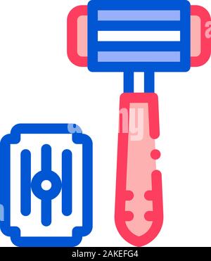 Shaving Razor und Blade Symbol Überblick Abbildung Stock Vektor