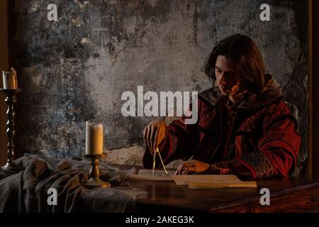 Wissenschaftsgeschichte, Konzept. Nicholas Copernicus Autor des heliozentrischen Systems der Welt, der wissenschaftlichen Revolution der Renaissance. Geschichte. Stockfoto