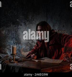 Wissenschaftsgeschichte, Konzept. Nicholas Copernicus Autor des heliozentrischen Systems der Welt, der wissenschaftlichen Revolution der Renaissance. Geschichte. Stockfoto