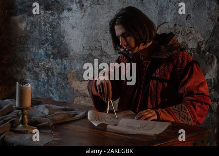 Wissenschaftsgeschichte, Konzept. Nicholas Copernicus Autor des heliozentrischen Systems der Welt, der wissenschaftlichen Revolution der Renaissance. Geschichte. Stockfoto