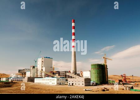 Kohlekraftwerk in der Inneren Mongolei, China, März 2009 gebaut wird. China wurde offiziell im Jahr 2008 der weltweit größte Emittent von Treibhausgasen. Stockfoto