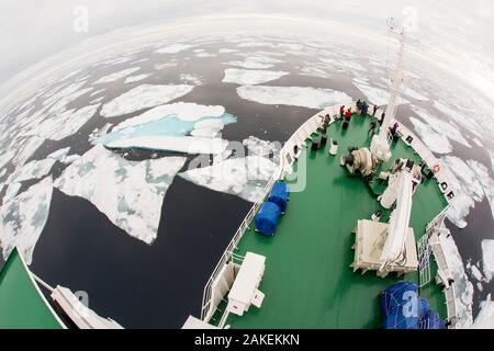 Das russische Forschungsschiff Akademik Sergey Vavilov ein Eis Schiff auf eine Expedition in den Norden Kreuzfahrt Spitzbergen, Norwegen, Juli 2013 gestärkt Stockfoto