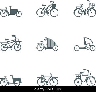 Silhouetten fahrräder Icon Set Design, Fahrzeug Fahrrad Zyklus gesunder Lebensstil Sport und Freizeit Thema Vector Illustration Stock Vektor