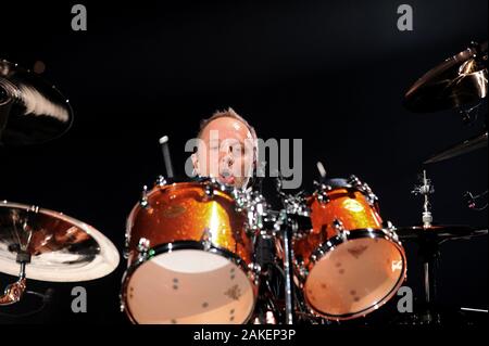 Mailand, Italien, 22. Mai 2009: Metallica World Magnetic Tour '09, live Konzert im Forum von Assago: Lars Ulrich an der Batterie Stockfoto