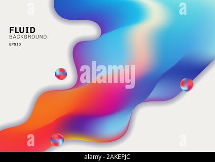 Abstrakte farbenfrohe 3D-Fluid Form fließende lebendige Farben auf weißem Hintergrund. Vector Illustration Stock Vektor
