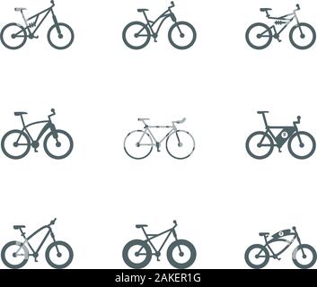 Silhouetten fahrräder Icon Set Design, Fahrzeug Fahrrad Zyklus gesunder Lebensstil Sport und Freizeit Thema Vector Illustration Stock Vektor